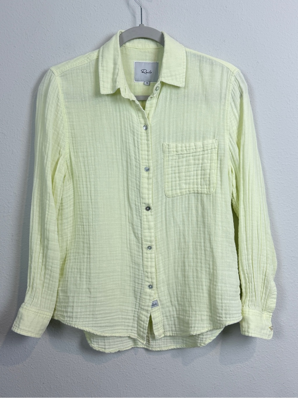 Rails Ellis Organic Cotton Gauze Button-Down Shirt Limon XS